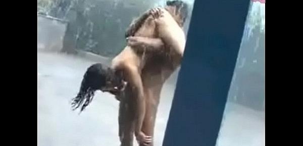  Village Jock And Babe Outdoor Fuck In The Rain In Public Hot